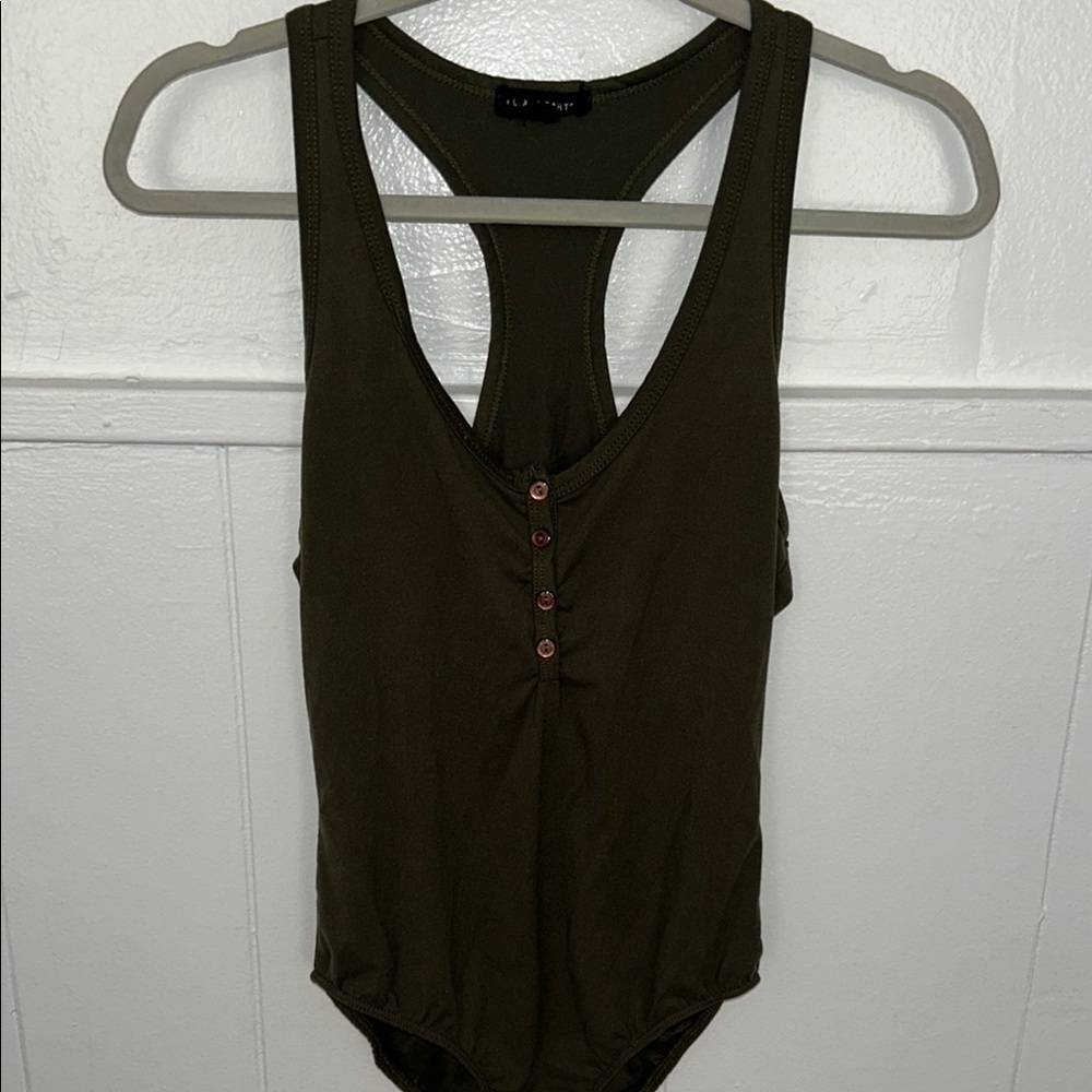 La Hearts Green Cut Out Bodysuit